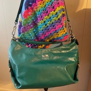 Coach green patent like new. Perfect holiday bag.